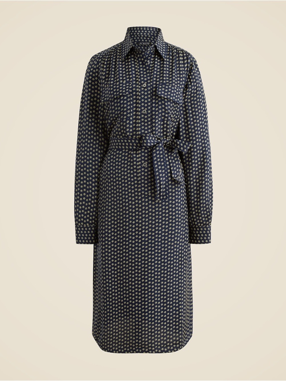 NWT J.Crew Tie-waist shirt-dress in ditsy floral print Size 00 Navy Casual